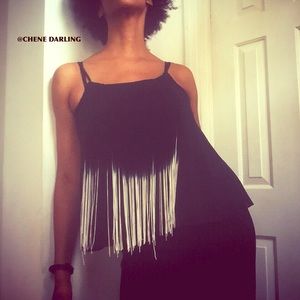 BLACK TASSEL TANK TOP